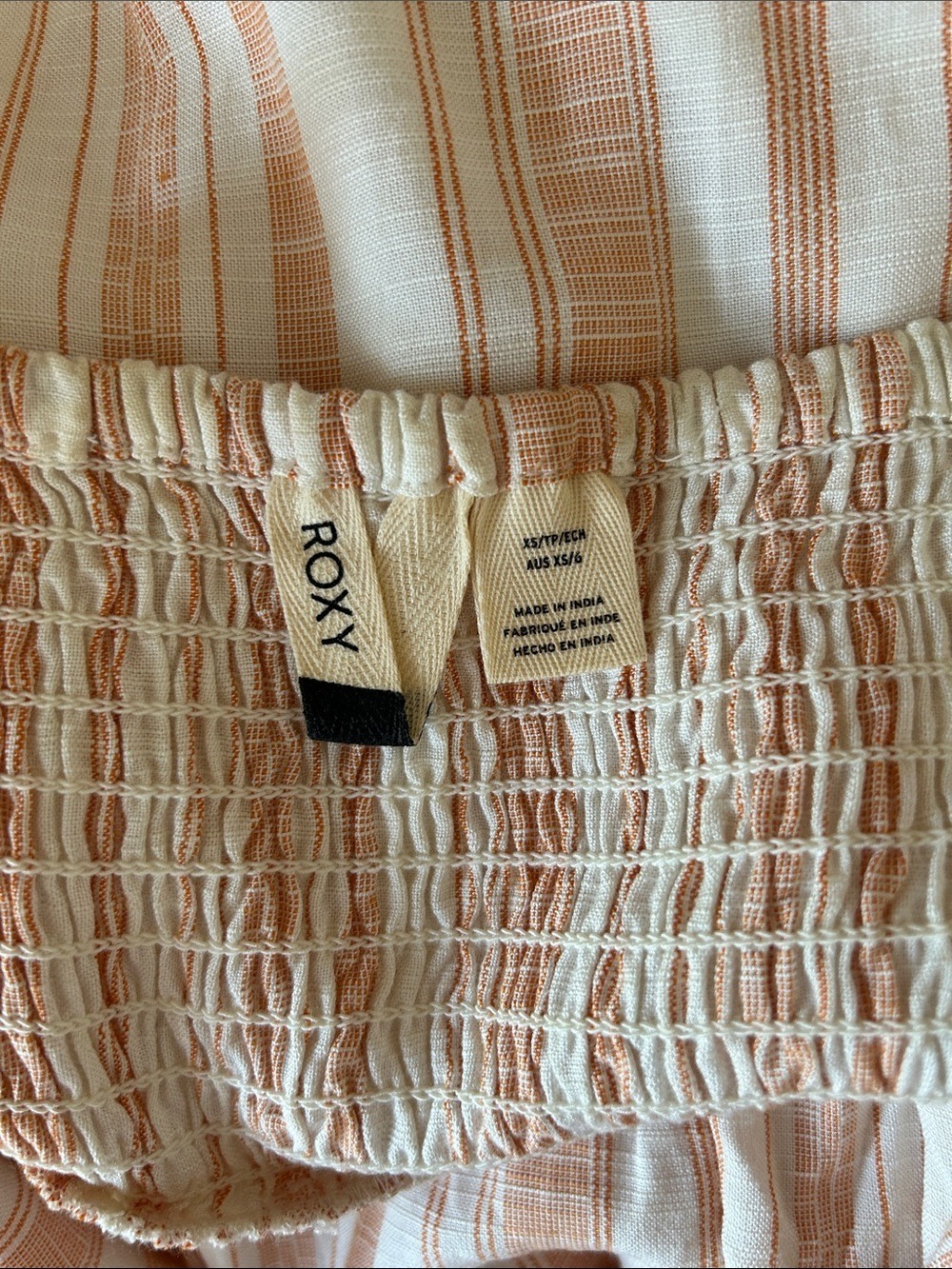 Roxy Peach and White Striped Button-Front Midi Dress size XS - Picture 10 of 11